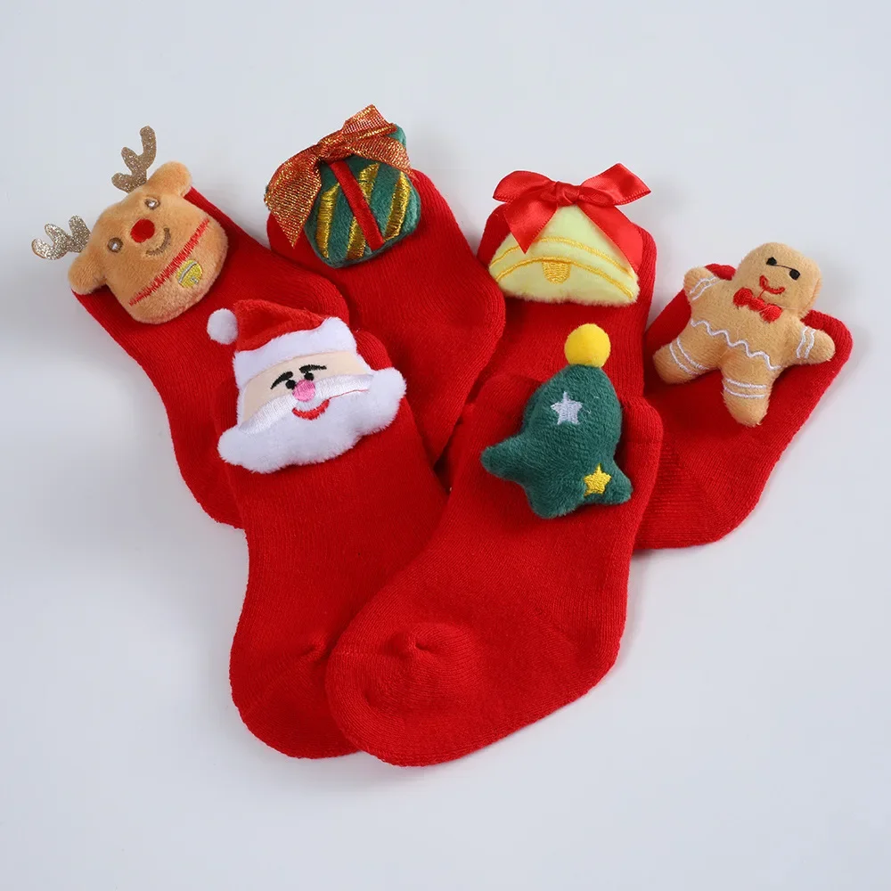 Calcetines largos de felpa cálidos para bebé, muñeco de dibujos animados, medias térmicas para el hogar, accesorios para niños, regalo de Feliz Navidad, invierno - imagen 2