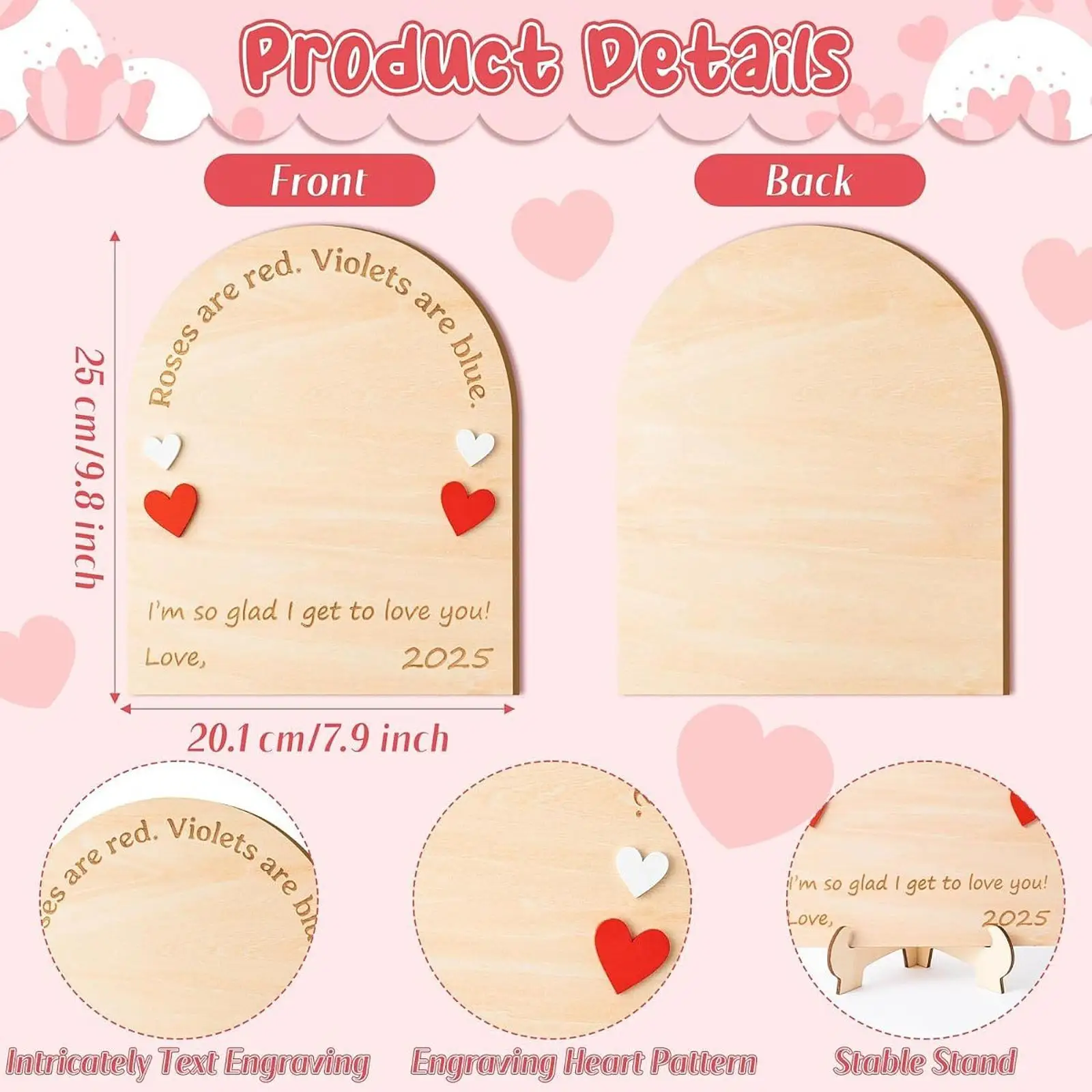 Footprint Art Sign Craft Sturdy Baby Valentine Sign Wooden Ornament for Home