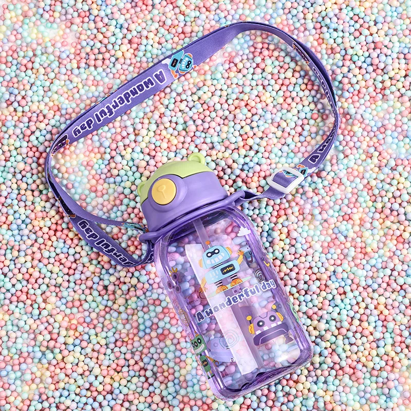 Botella infantil con pajita y asa – Diseño portátil para niños - imagen 3