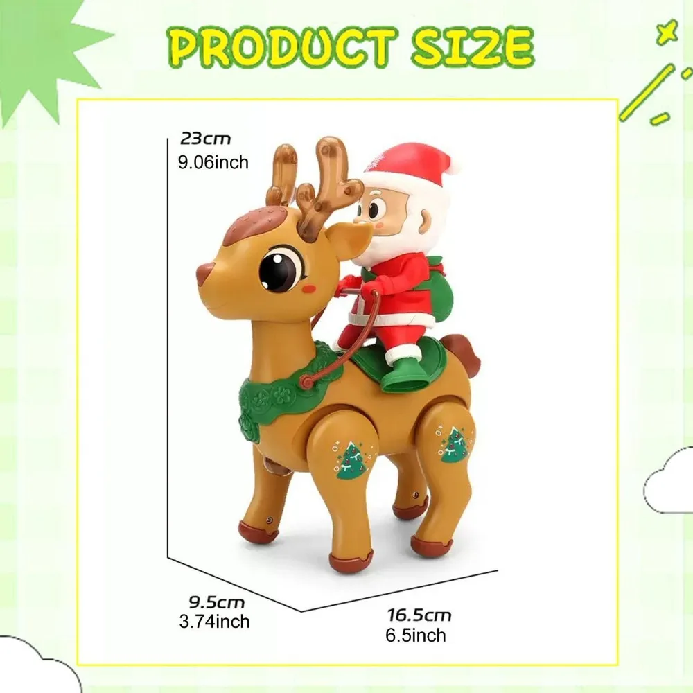 Juguete iluminado para bebé, Papá Noel eléctrico divertido con elfo para niños con música, juguetes para gatear, regalo de Navidad para niños y niñas - imagen 2