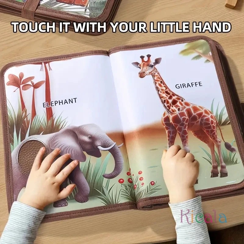 Libro de tela táctil con animales para bebé – Desarrollo sensorial - imagen 3