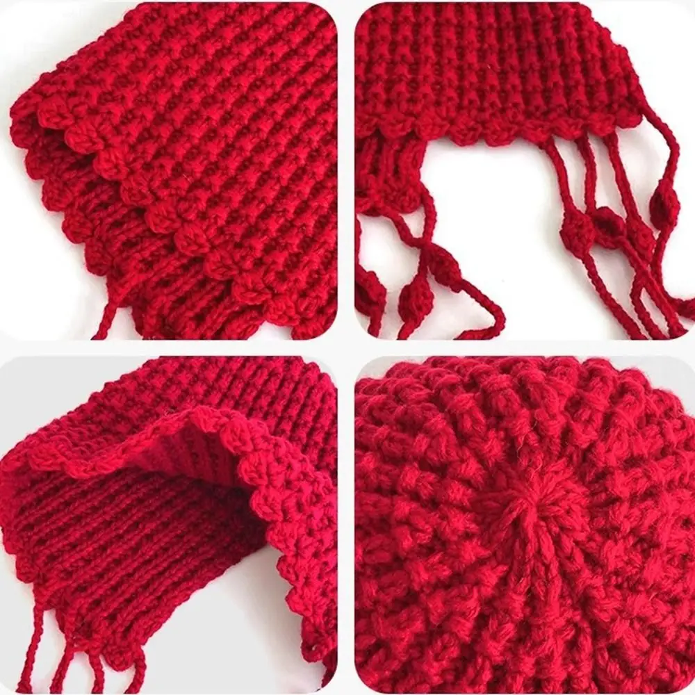 Gorro de punto de ganchillo con borlas informales, gorros con borlas de estilo bohemio calados, gorro tejido coreano hecho a mano para viaje - imagen 5