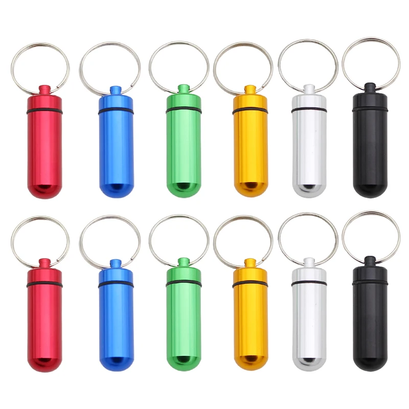 3-6 unids/pack impermeable de aleación de aluminio caja de medicina contenedor de tableta llavero de botella 6 colores disponibles herramienta de transporte portátil ZYF - imagen 2