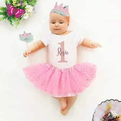 Vestido cumpleaños personalizado para niña con tul y nombre