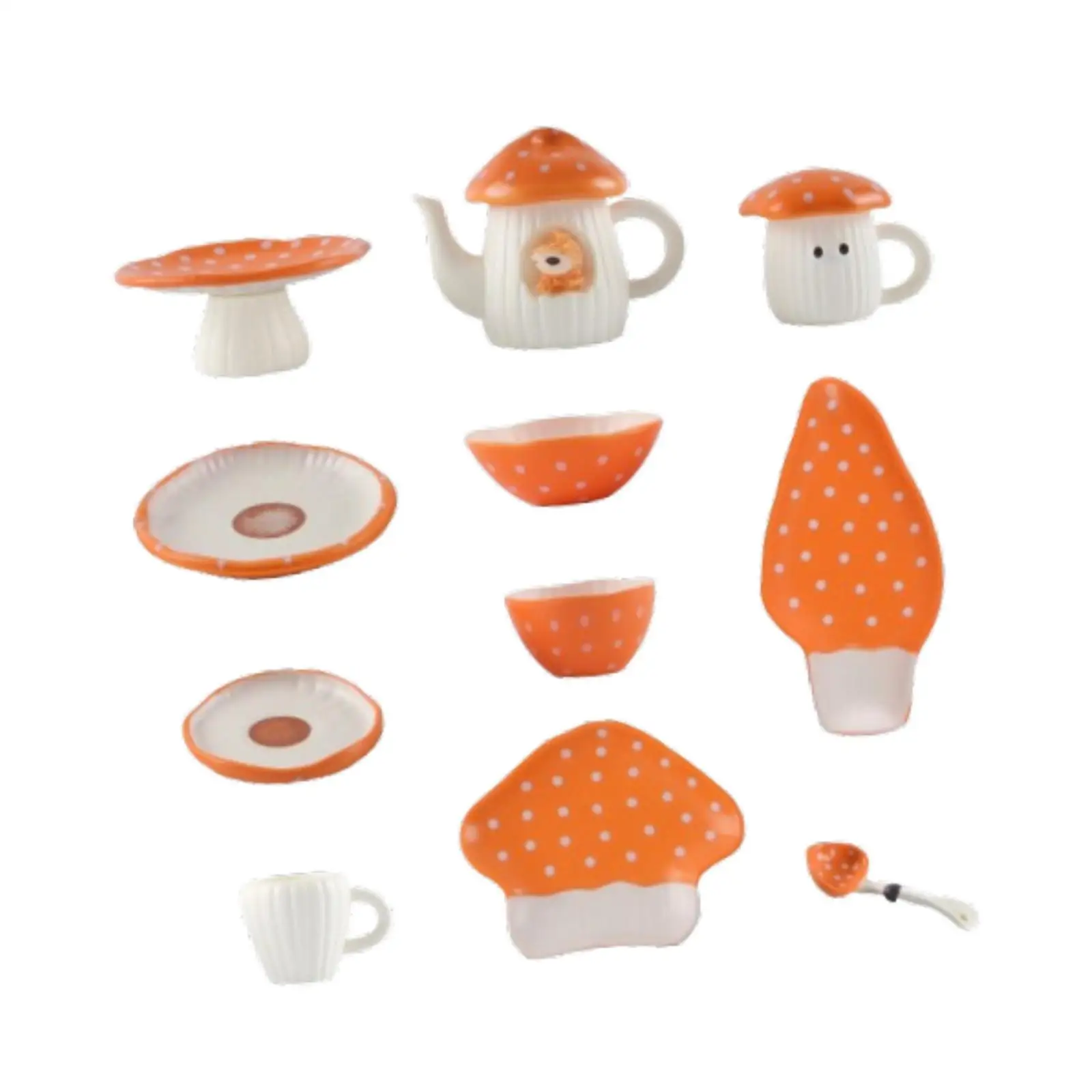 Dollhouse Mushroom Tableware 1:6 Scale for Children Home Desktop Trinkets