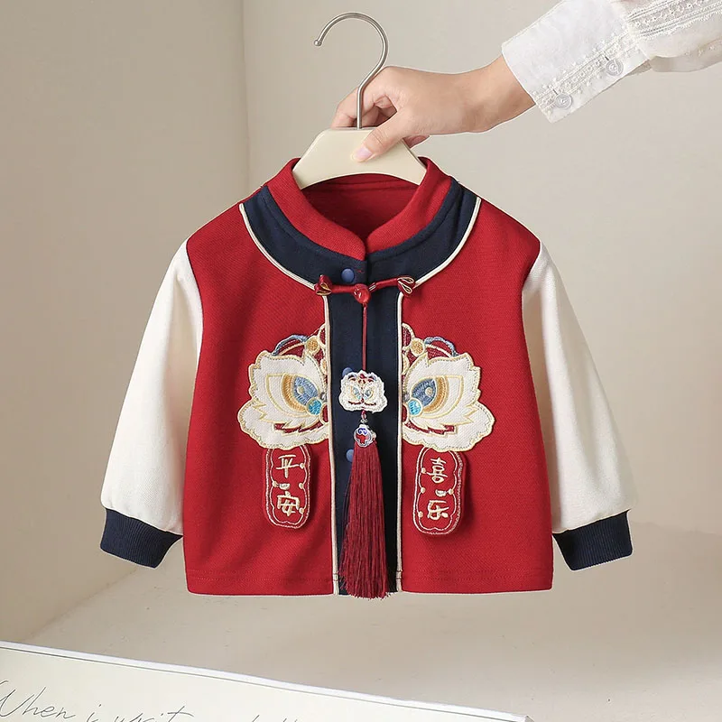 Conjunto de bebé niño estilo chino rojo de manga larga y pantalón - imagen 3