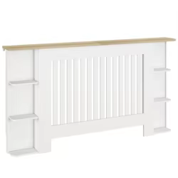 HOMCOM Cubre Radiadores con Estantes, Cubreradiador de MDF, Cubierta para Radiador, Diseño Moderno de Listones, para Salón, Dormitorio Blanco