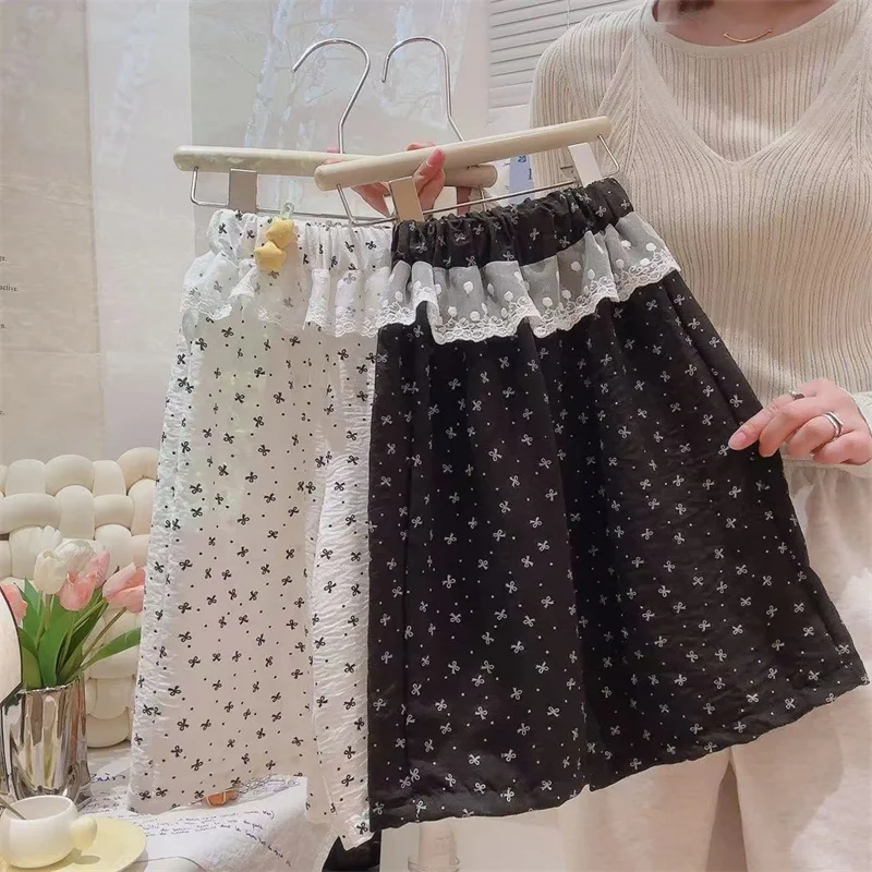 Pantalones finos de verano con lazo de encaje y pierna ancha - imagen 3