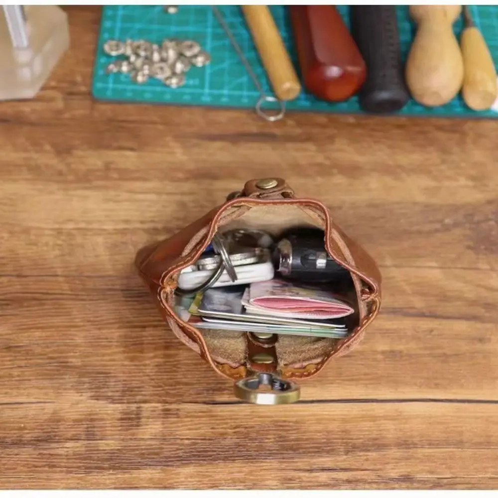 Monedero Compacto Vintage con Cordón, Mini Bolsa Retro para Llaves, Monedero para Monedas, Organizador de Llaves de PU, Riñonera para Hombre - imagen 5