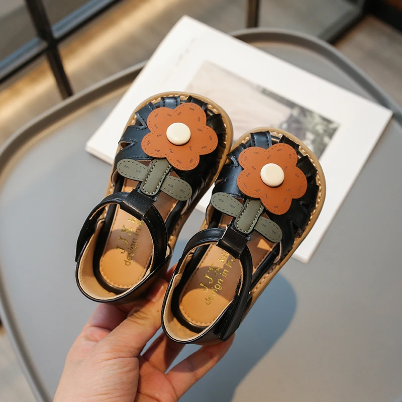Sandalias para niñas, zapatos de playa de verano para niños, zapatos de princesa de flores, zapatos informales antideslizantes de suela blanda para niños pequeños, talla 21-30 - imagen 2
