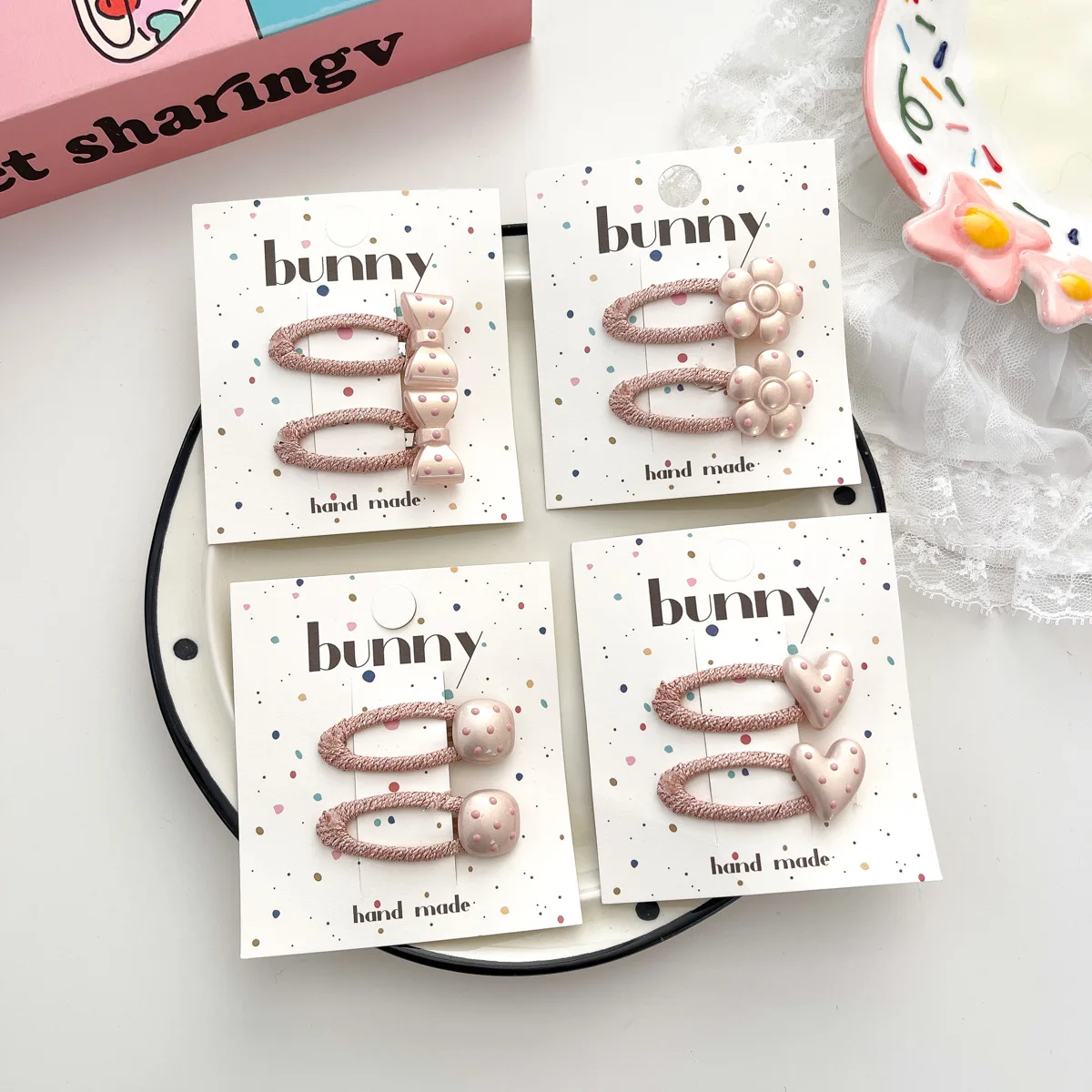 Clips BB de perlas de lunares rosas para niños, accesorios para el cabello bonitos y dulces, tocados simples y versátiles para niñas, accesorios para peinados, 2 uds. - imagen 2