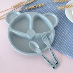 Plato infantil con ventosa y cuenco de trigo – Tenedor y cuchara