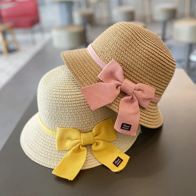 Sombrero de paja para niños y niñas de 3 a 8 años, sombrilla para niños, bolsa de viaje para bebé, protector solar para playa, gorra de pescador para el sol, estilo de moda - imagen 4