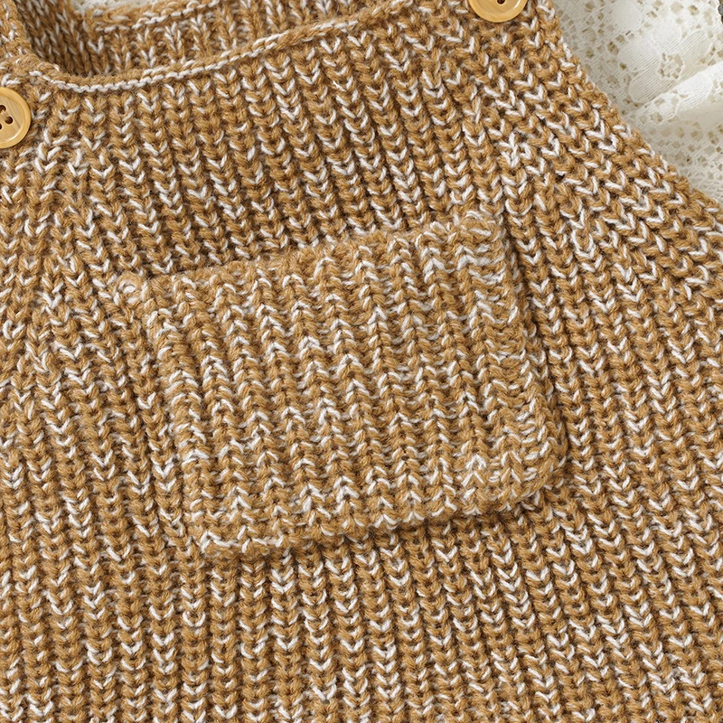 Monos sin mangas tejidos para niña, monos de una pieza de color marrón liso a la moda para recién nacido, monos para niño de 0 a 18m, ropa para niño pequeño - imagen 4