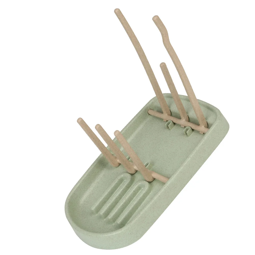 Estante de secado de biberones, paja de trigo, almacenamiento de gran capacidad, accesorios de alimentación, piezas de bomba para pezones, chupetes de cocina, 1 Uds. - imagen 4