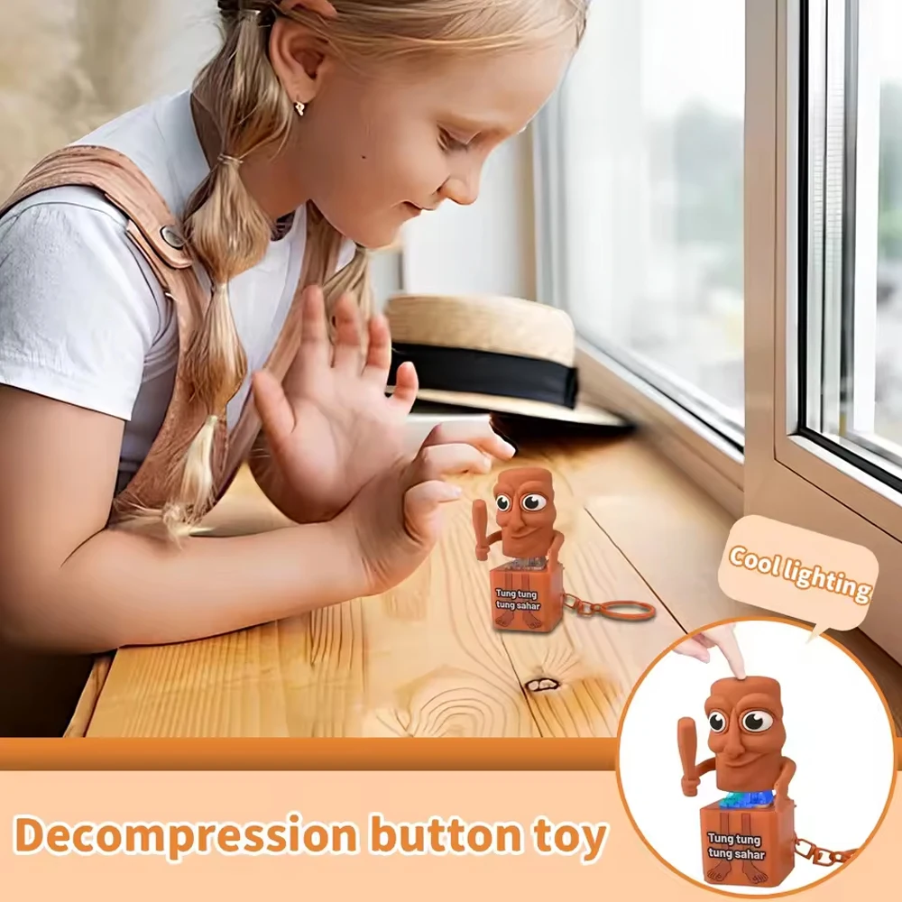 Nuevos llaveros de animales italianos Brainrot, botones Tung Tung Sahur, juguetes antiestrés con sonido y luz, colgante de juguete para aliviar el estrés - imagen 5