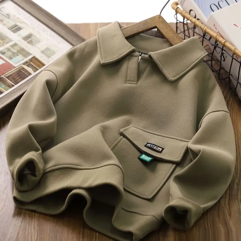 Sudadera infantil con cuello de solapa para primavera y otoño - imagen 5