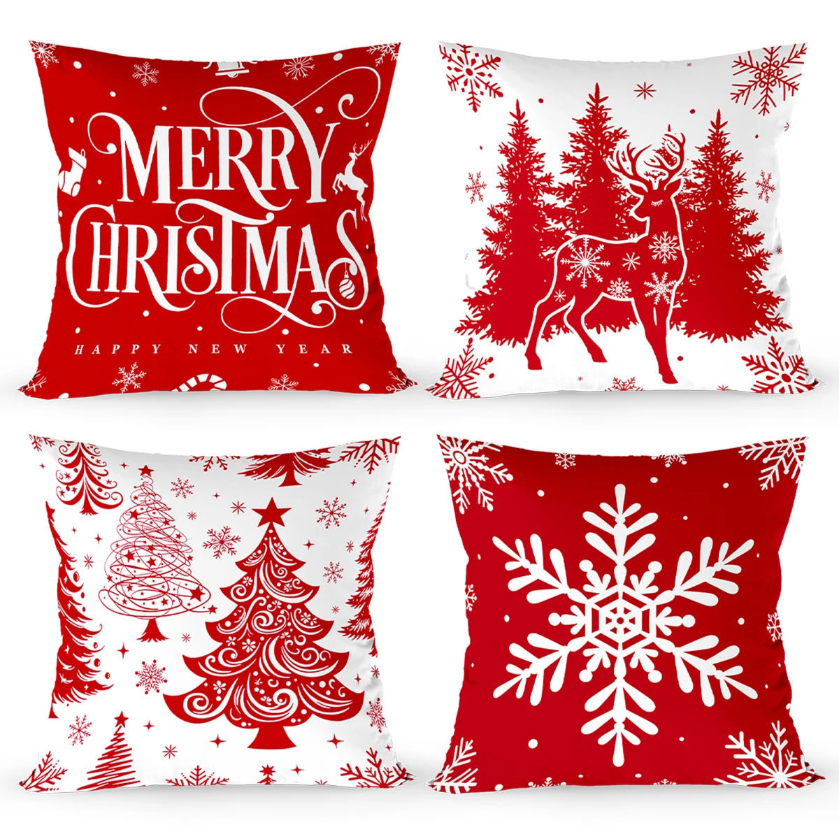 Funda de cojín navideña roja para niños – Decoración festiva - imagen 2