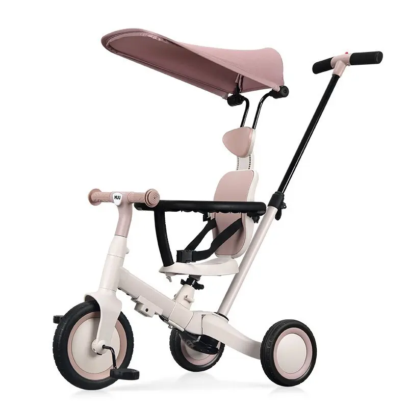 Triciclo 3 en 1 para niños, bicicleta de equilibrio de 3 ruedas para bebés, Pedal para niños, bicicleta para bebés con mango de empuje para niños pequeños, niñas y niños, triciclo de cochecito