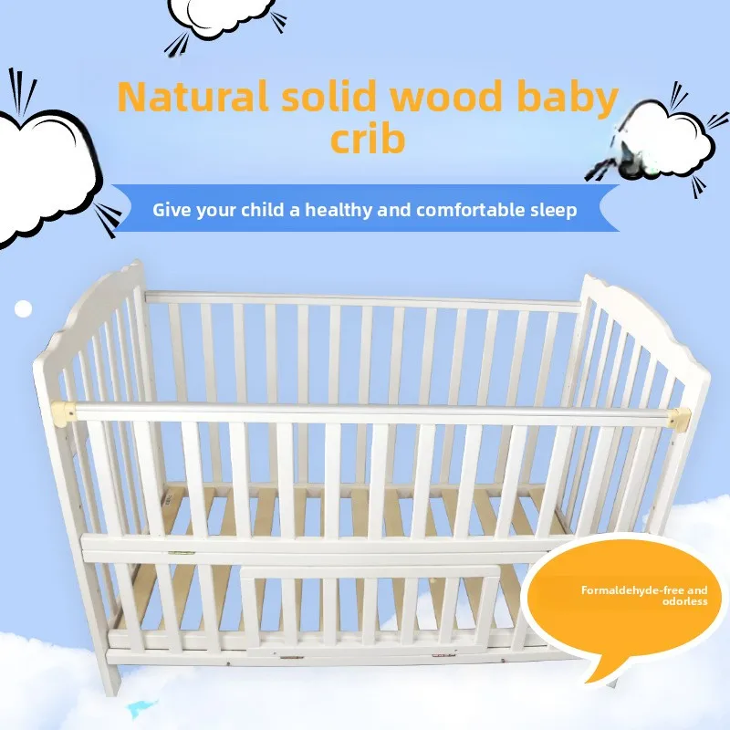 Adecuado para recién nacidos, cuna de bebé sólida Natural, madera, estilo europeo, móvil multifuncional, se puede fijar a la cama de los padres - imagen 2