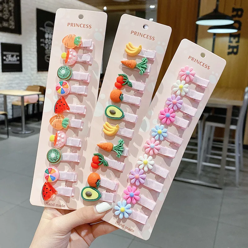 Pinzas para el pelo con forma de fruta para niña, accesorios para el cabello para niña, tocado coreano Kawaii, 10 unidades por Set, 2023 - imagen 3