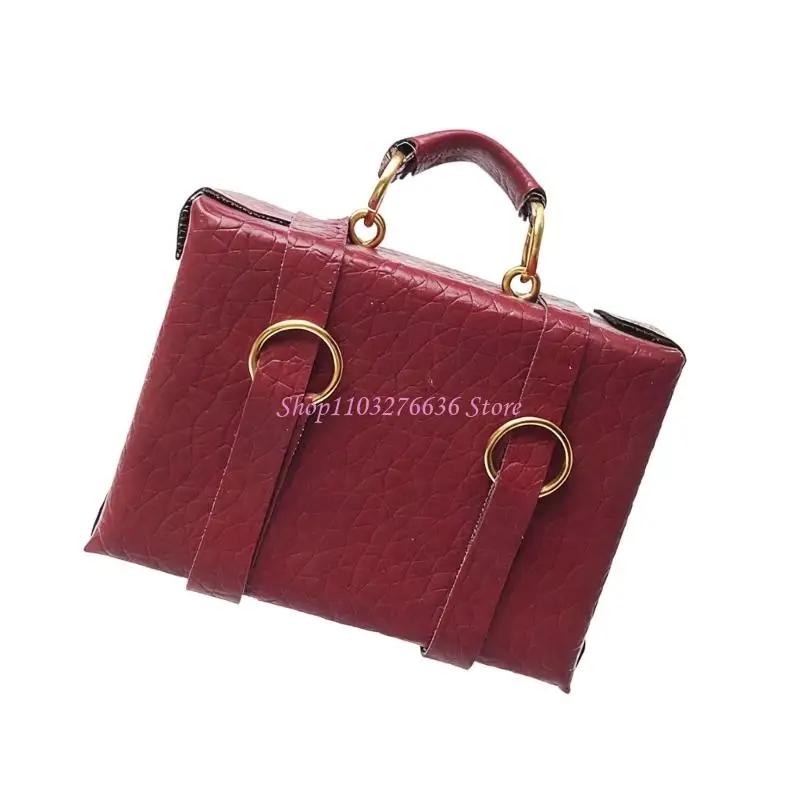 R6FD 1/12 casas muñecas en miniatura Estuche Viaje PU con habitaciones extraíbles juguete educativo Metal madera - imagen 5