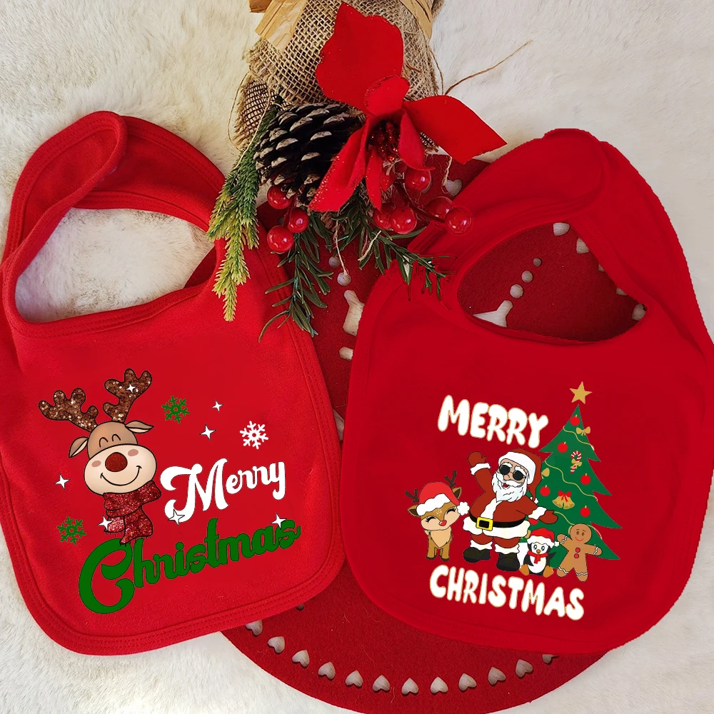 Babero navideño de algodón para bebé con ciervo suave - imagen 2