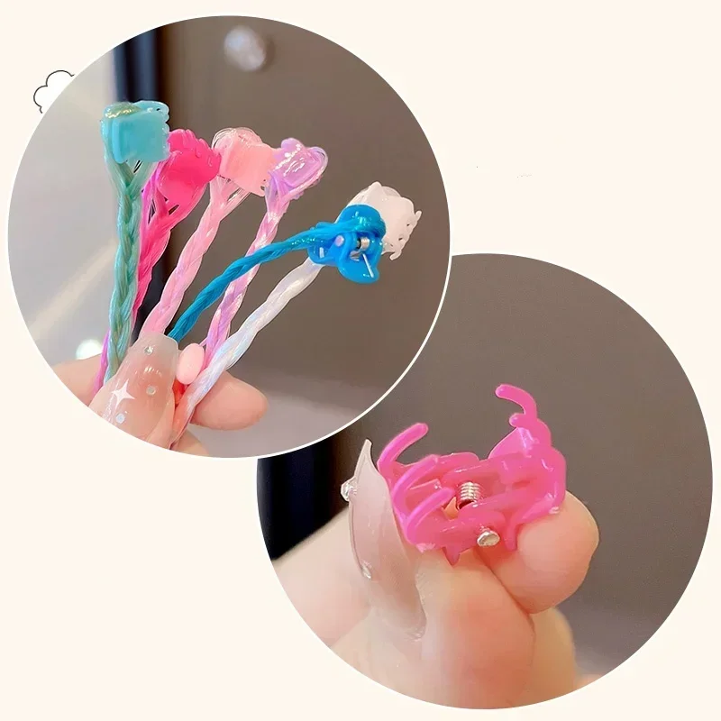 6 uds niños niña Color caramelo peluca trenza pelo garra Príncipes lindo mariposa arco corazón estilo Clip de pelo niños Haid Styling Headwear - imagen 4