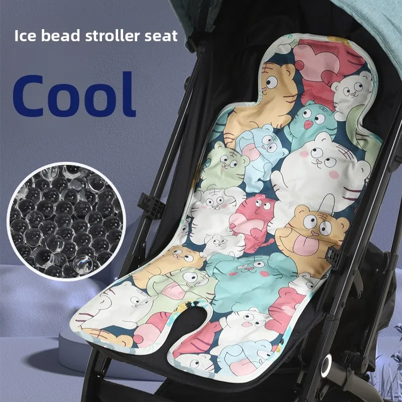Alfombrilla refrescante para cochecito de bebé, almohadilla de hielo para cochecito de bebé, asiento de seguridad, alfombrilla refrescante, silla de comedor para niños, alfombrilla refrescante Universal con cuentas de hielo