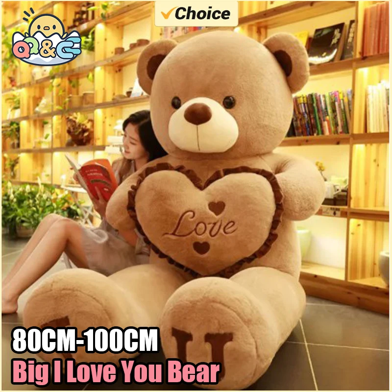 100cm grande te amo oso de peluche de juguete encantador enorme oso de peluche suave muñeca amante oso niños juguete regalo de San Valentín para novia - imagen 2
