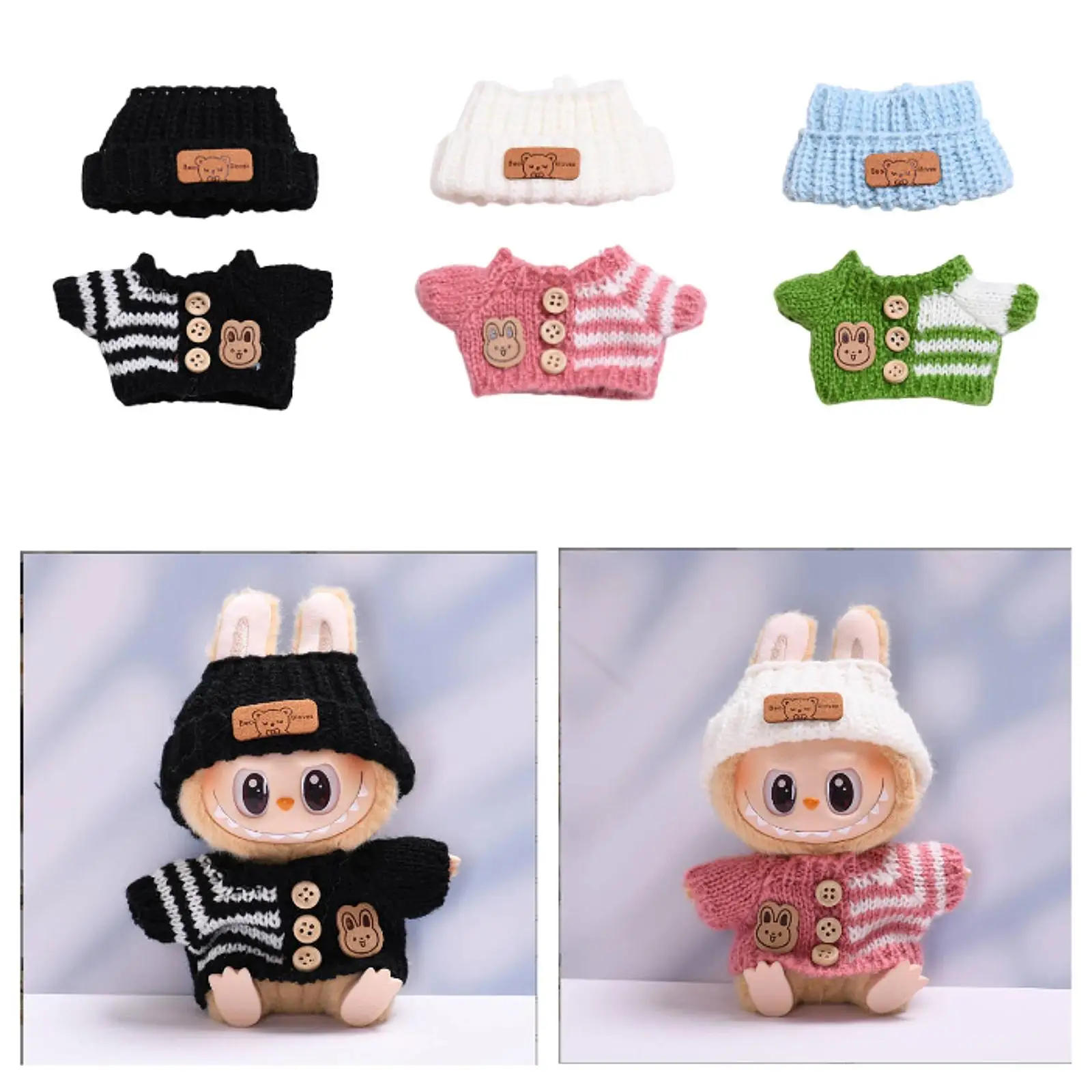 2Pcs Dolls Sweater and Hat Dolls Clothes Dress up Cute Costume Handmade Clothing for 15-17cm Dolls Dress up Children's Gifts