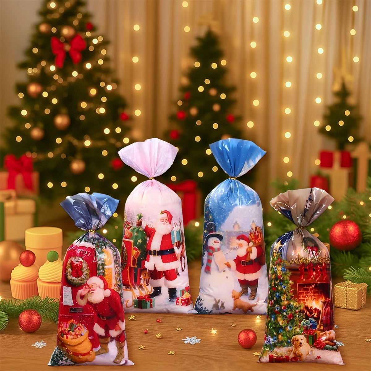 25/50 Uds. Bolsas de regalo de dulces de Feliz Navidad Año Nuevo 2026 bolsa de embalaje de galletas de caramelo de plástico 2025 Navidad decoración del hogar - imagen 3