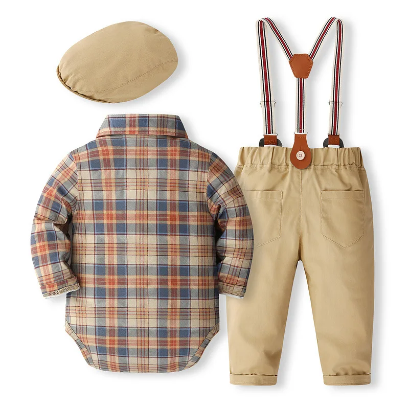 Conjunto bebé recién nacido tops cuadros y pantalón primavera - imagen 2