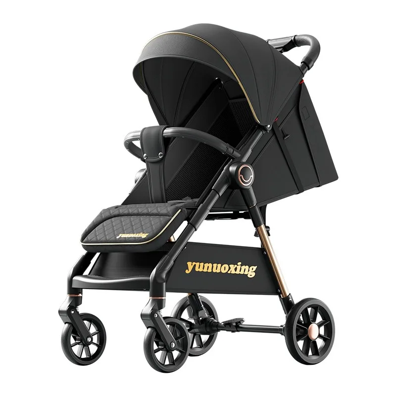 Cochecito se puede sentarse y tumbarse, cochecito de bebé plegable ligero, portátil, doble - imagen 5