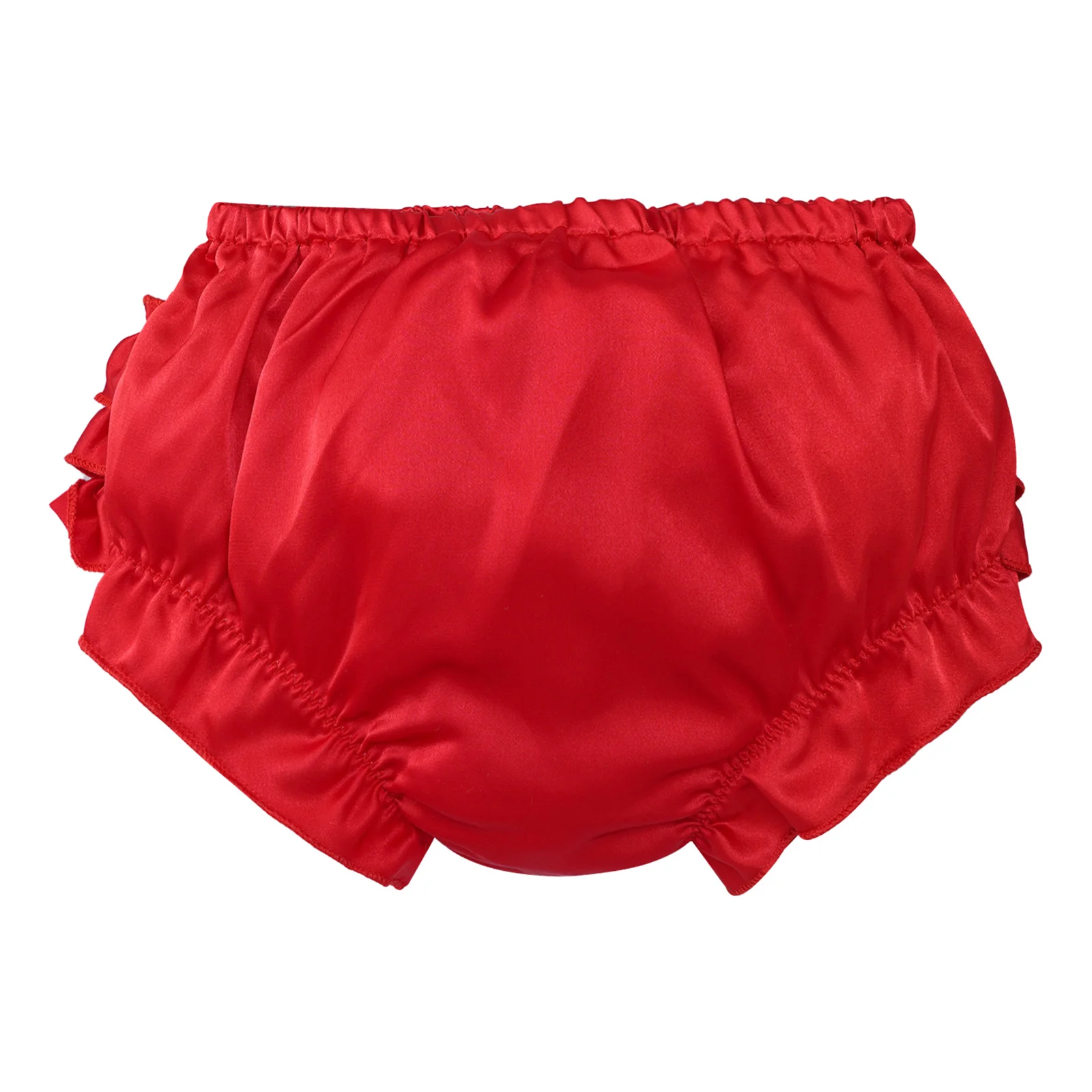 Pantalones cortos con volantes para niñas, bombachos informales, cintura elástica, estilo escalonado, cintura con lazo, estampado de lunares o Color sólido - imagen 3