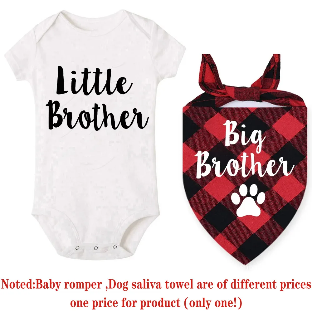 Big Brother / Sister Dog Bandana Little Baby Bodysuit Matching Outfits Infant Pregnancy Announcement Present Baby and Dog Gift - imagen 4