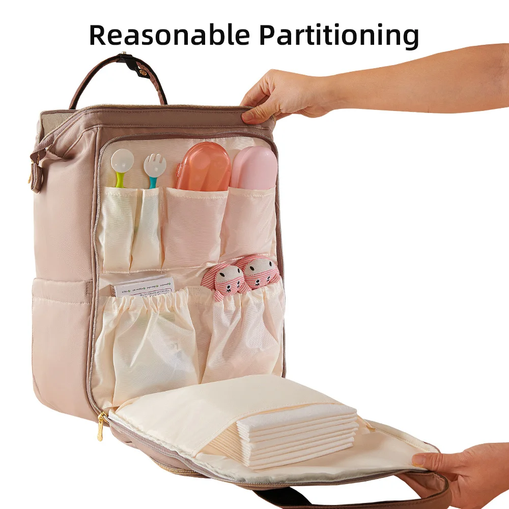 Mochila para pañales Sunveno, bolsa de gran capacidad para mamá, bolsas de pañales de viaje al aire libre impermeables multifunción - imagen 3