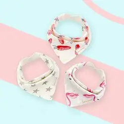 Set de baberos bandana algodón puro bebé estampado divertido