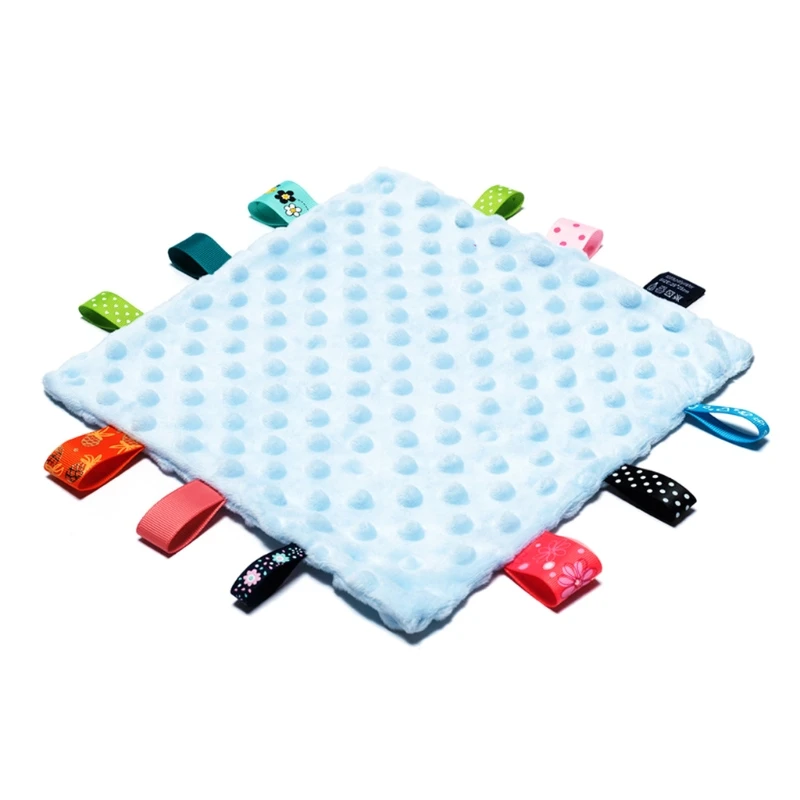 Bebés comodidad dormir enfermería abrazos manta seguridad cuadrado sensorial eructo paño etiquetas coloridas calmar pañuelo - imagen 3