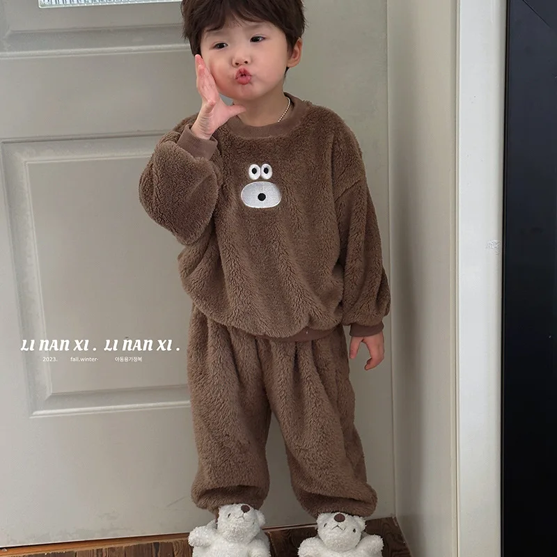 Conjunto de felpa con osito para niña – Dos piezas invierno - imagen 5