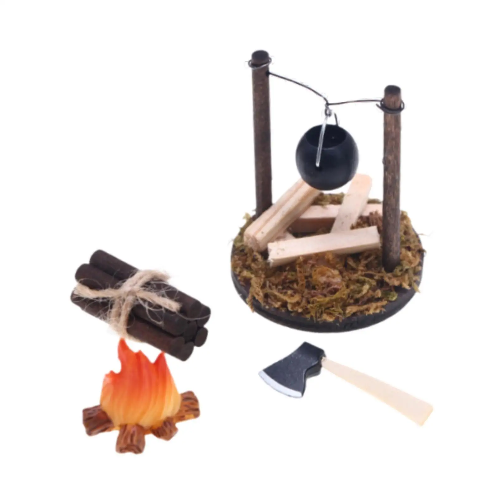 4Pcs Doll Camping Accessories Miniature Camping Set Handcrafted Pretend Play Toy Miniature Decoration for 1/12 Dollhouses