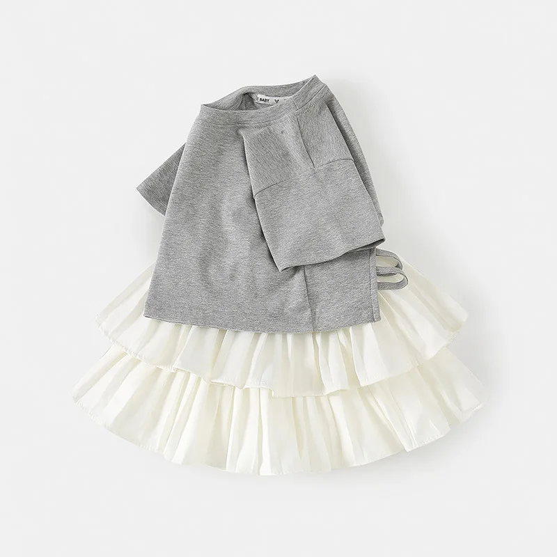 Conjunto coreano verano niña: top y falda de algodón - imagen 2