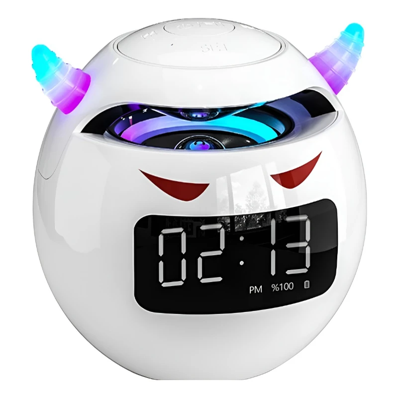 Altavoz Bluetooth con forma de bola, reloj despertador Digital LED con doble alarma, altavoz de sonido inalámbrico portátil multifuncional con voz inteligente - imagen 2