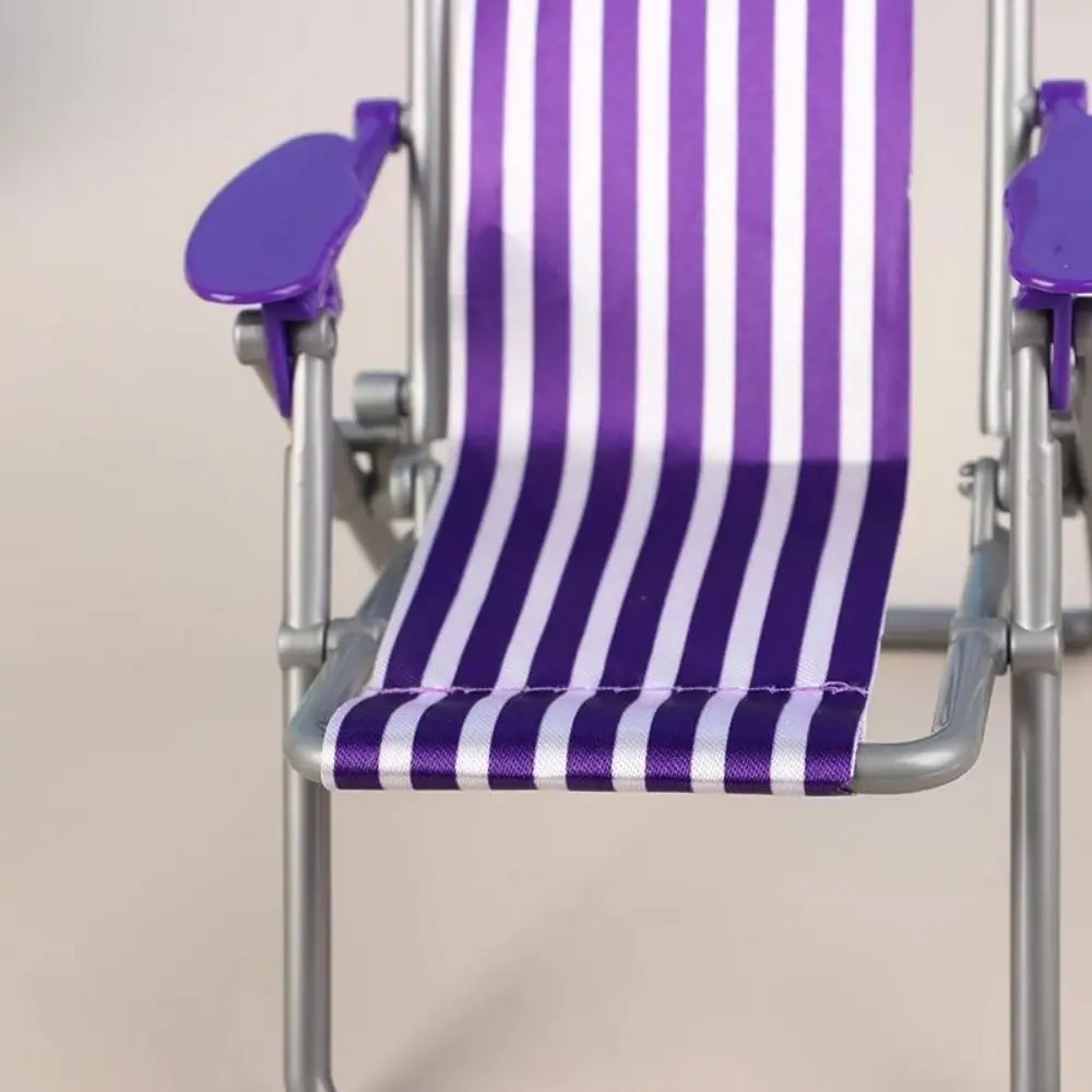 Nuevo Mini silla para casa de muñecas 1/6, 4 colores, 12x11x19,5 cm, silla de playa plegable, modelo, silla reclinable informal, casa de muñecas al aire libre - imagen 5