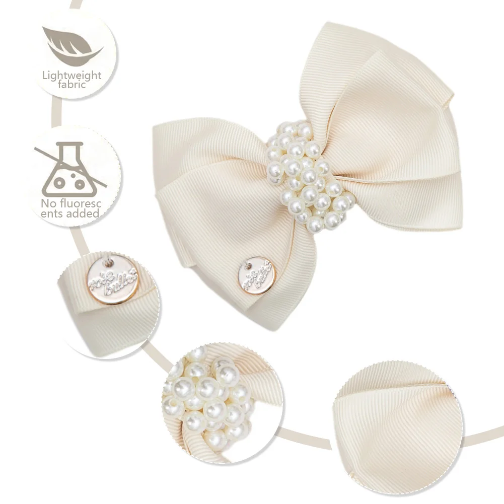 10cm lazo de cinta lazos para el cabello de perlas aleación J oJo princesa niñas Clips horquillas de cocodrilo cubiertas horquillas Corea sombreros hechos a mano - imagen 5