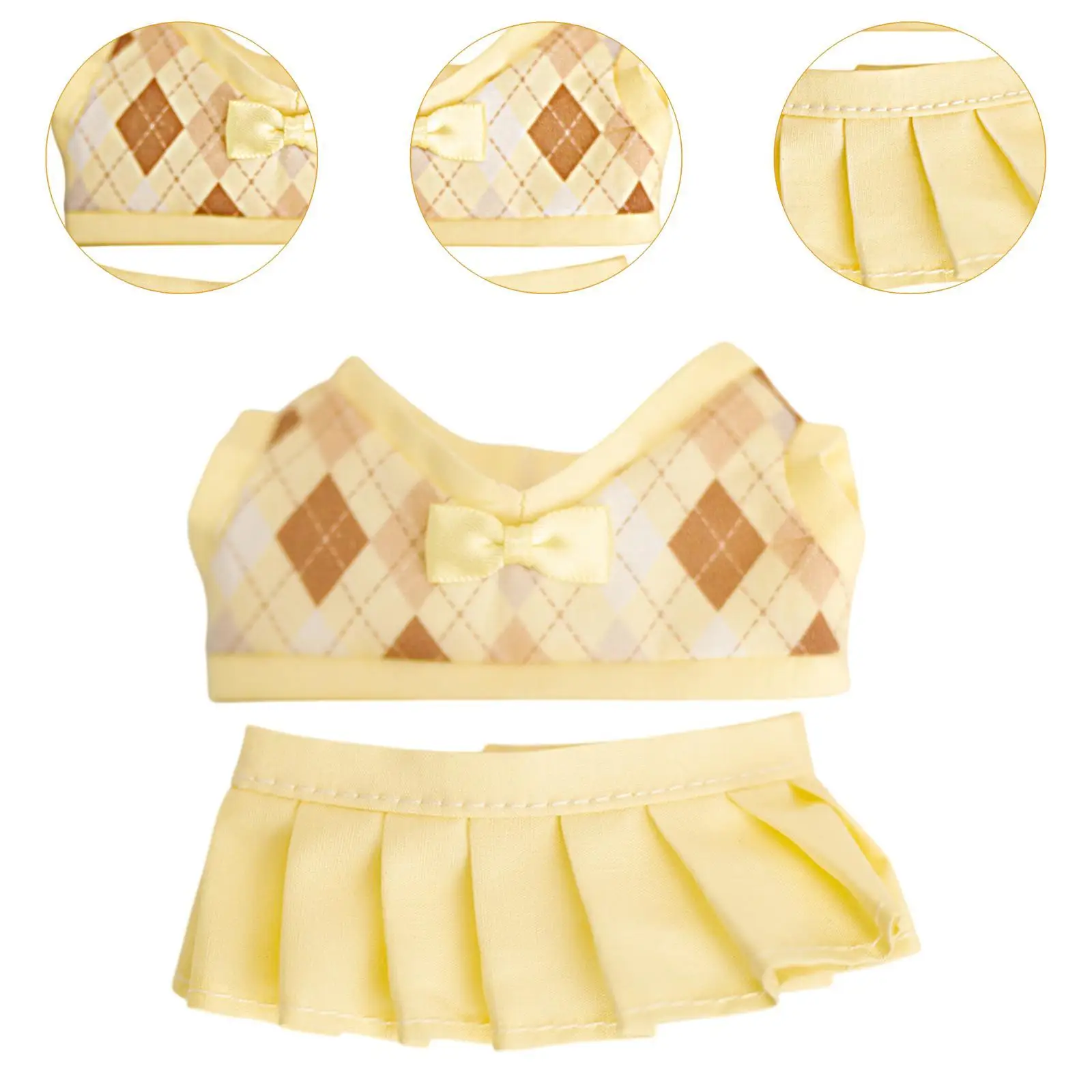 2Pcs Doll Clothes Suit Doll Clothing Mini Kids Pretend Play Soft Photo Props Girls Gift Doll Outifits Adorable for 17 cm Doll