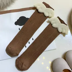 Calcetines alas de ángel de algodón suave hasta la rodilla para niños