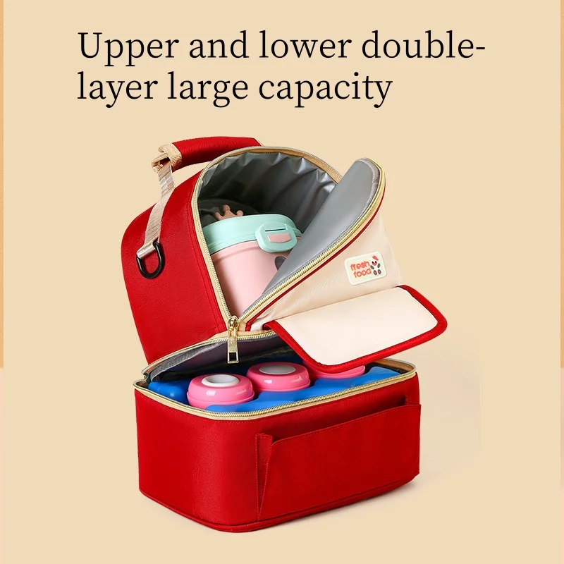 Bolsa de almacenamiento de productos para bebés, extractor de leche práctico con doble cremallera, taza de agua para pañales, bolsa de mamá, almacenamiento fresco de leche, doble paquete de hielo - imagen 2