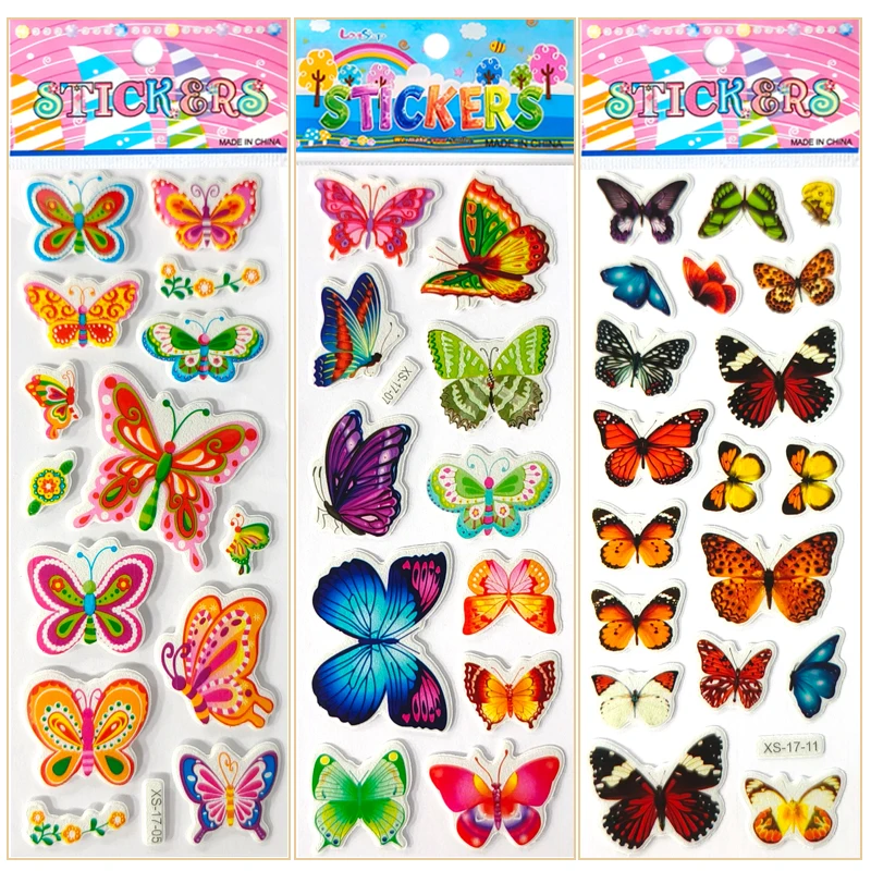 Pegatinas 3D hinchadas de mariposas y flores para niños - imagen 4