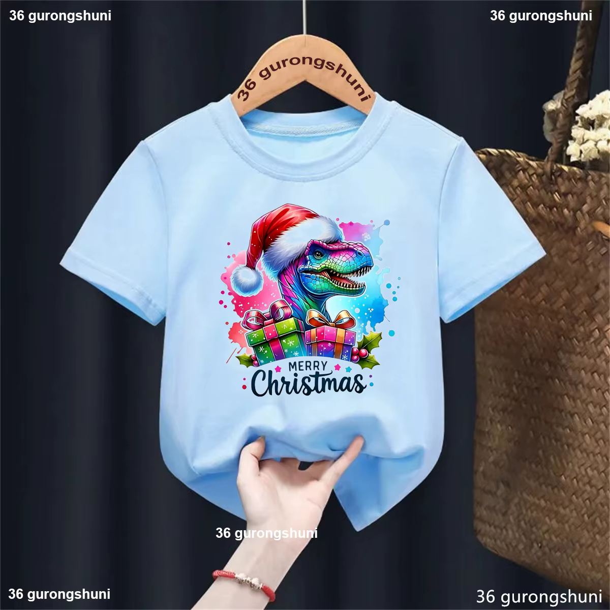 Soild Camiseta dinosaurio Navidad para niño y niña - imagen 5